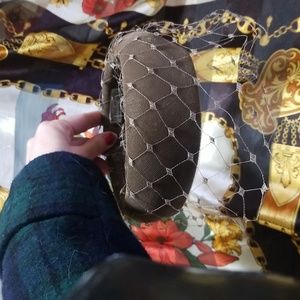 Vintage taupe velvet hat with veil